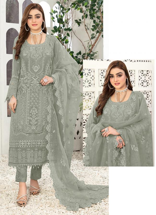 Georgette Green Festival Wear Embroidery Work Pakistani Suit